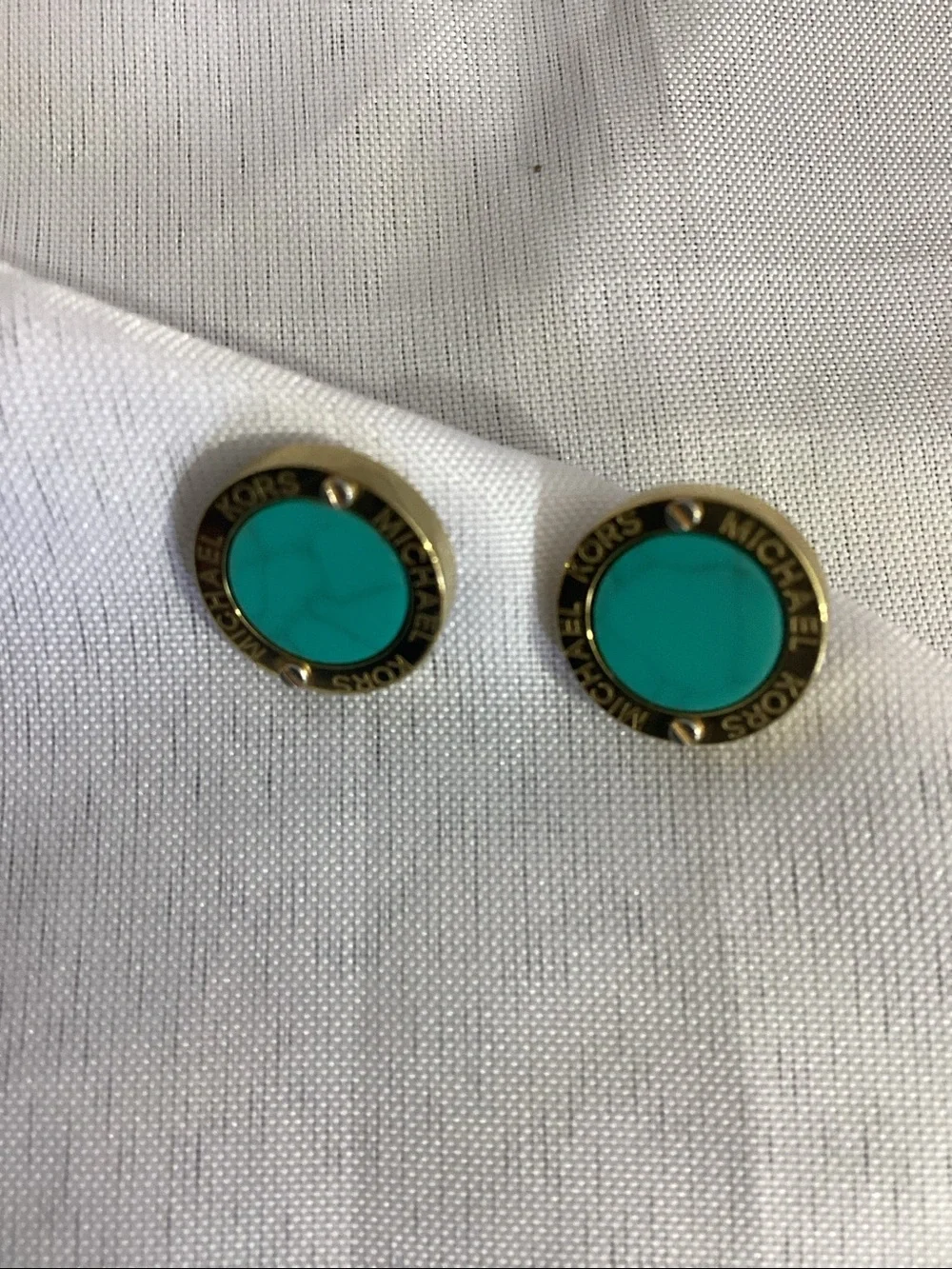 Michael Kors Gold-Tone Turquoise Circle Stud Earrings